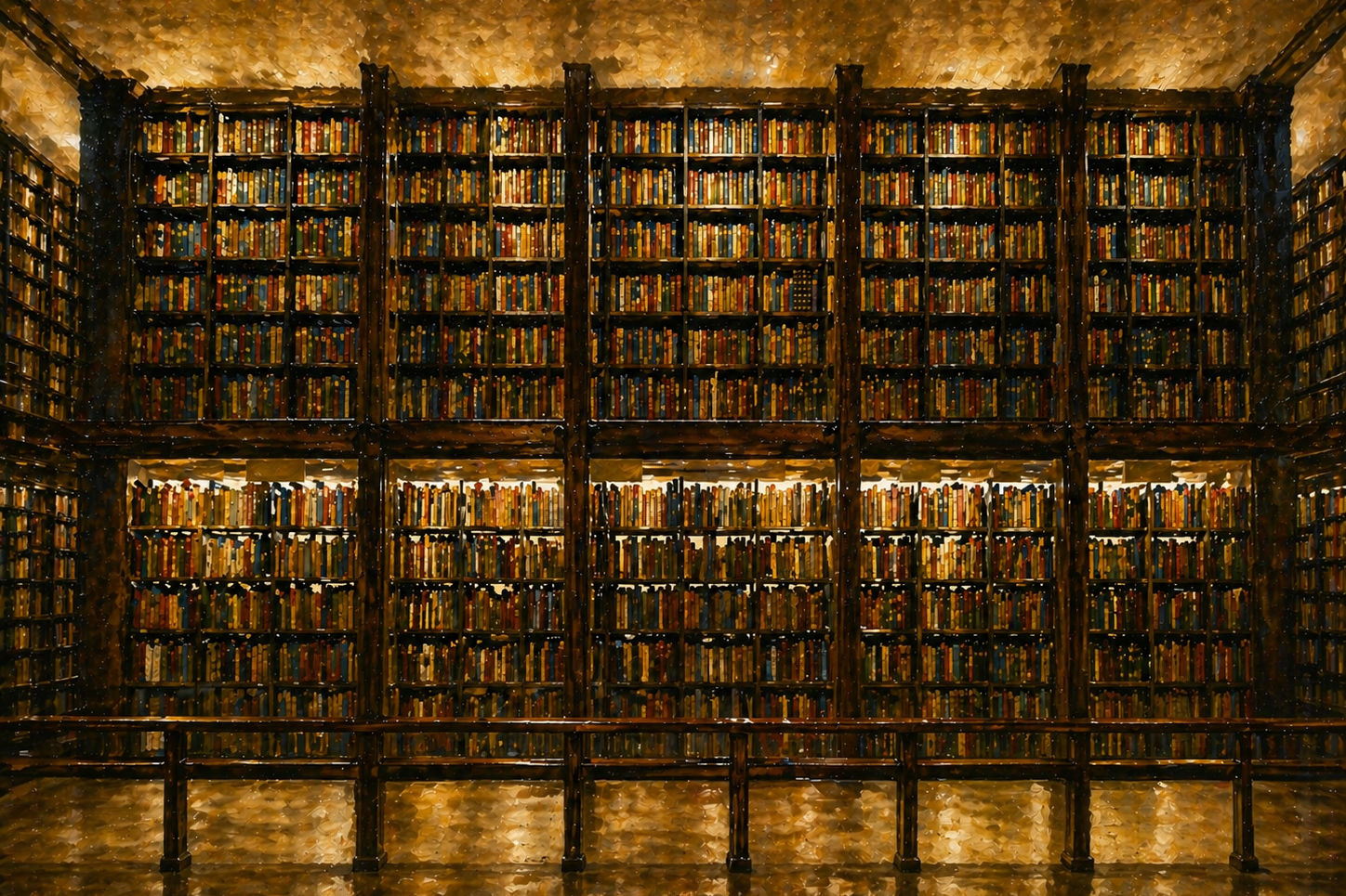 Painterly library of bookshelves — Sermon Archive