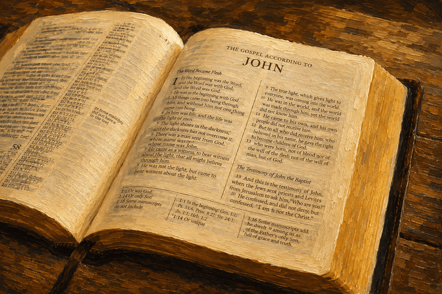 Painterly artwork of an open Bible
