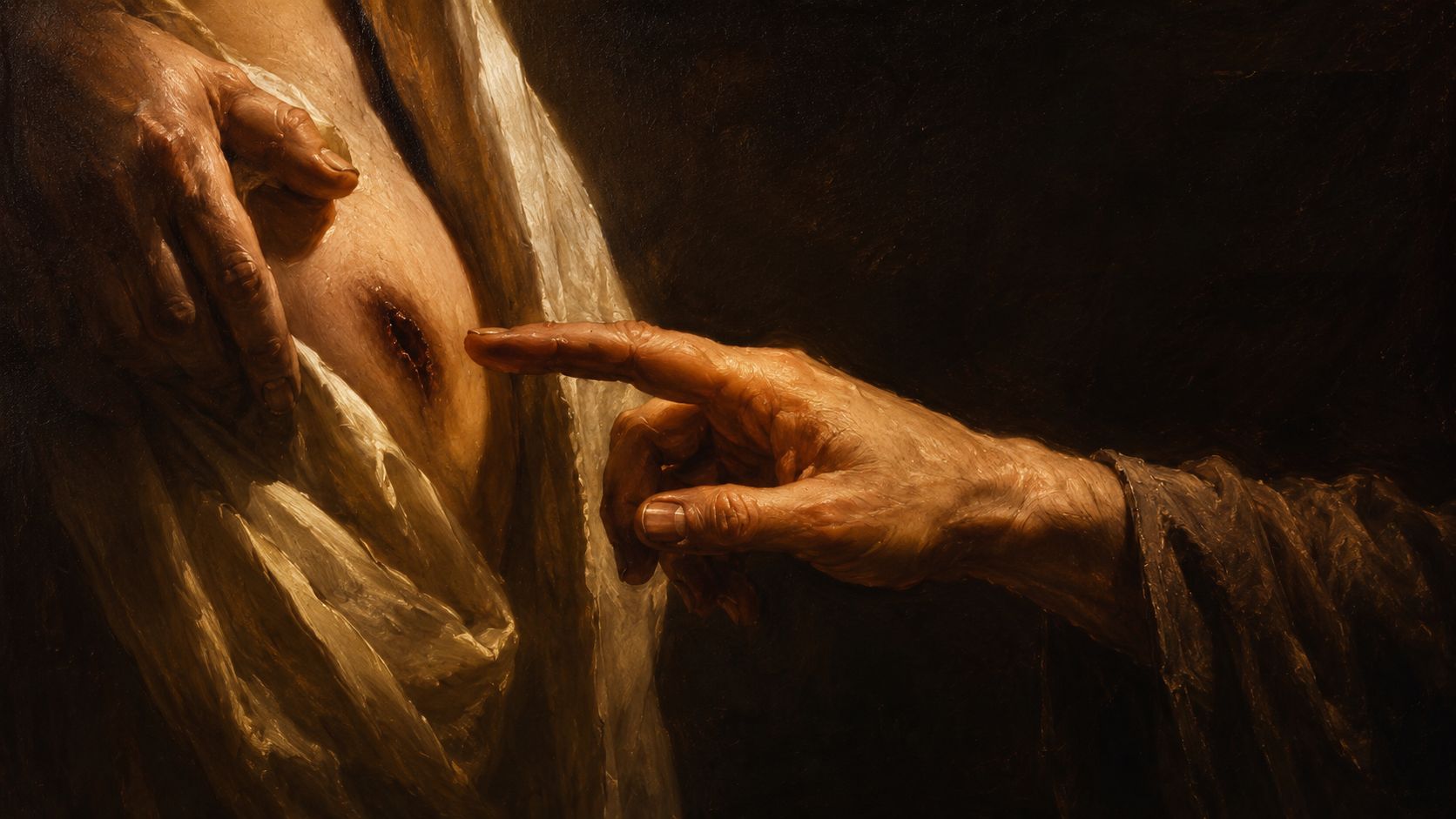 Thomas’s fingertip meeting the wounded side